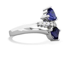 Lab Sapphire Heart To Heart 14K White Gold ring R2064