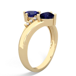 Lab Sapphire Heart To Heart 14K Yellow Gold ring R2064