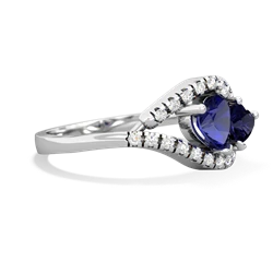 Lab Sapphire Mother And Child 14K White Gold ring R3010