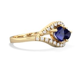 Lab Sapphire Mother And Child 14K Yellow Gold ring R3010