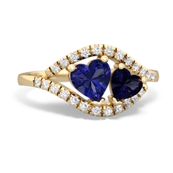 Lab Sapphire Mother And Child 14K Yellow Gold ring R3010