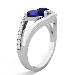 Lab Sapphire Nestled Heart Keepsake 14K White Gold ring R5650