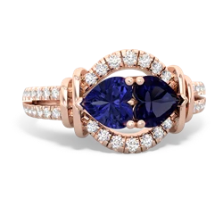 Lab Sapphire Art-Deco Keepsake 14K Rose Gold ring R5630