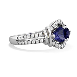 Lab Sapphire Art-Deco Keepsake 14K White Gold ring R5630