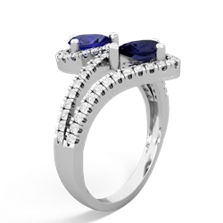 Lab Sapphire Diamond Dazzler 14K White Gold ring R3000