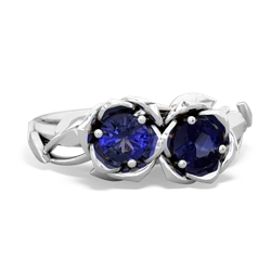 Lab Sapphire Rose Garden 14K White Gold ring R5510