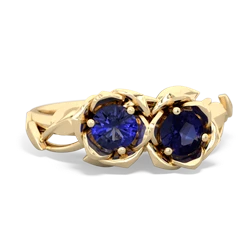 Lab Sapphire Rose Garden 14K Yellow Gold ring R5510