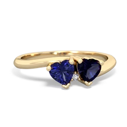 Lab Sapphire Sweethearts 14K Yellow Gold ring R5260