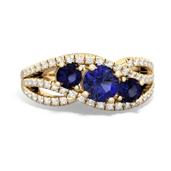 Lab Sapphire Three Stone Aurora 14K Yellow Gold ring R3080