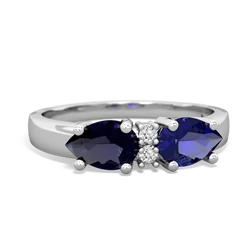 Lab Sapphire Pear Bowtie 14K White Gold ring R0865