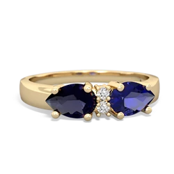 Lab Sapphire Pear Bowtie 14K Yellow Gold ring R0865