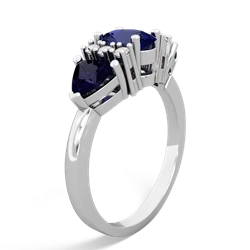 Lab Sapphire Antique Style Three Stone 14K White Gold ring R2186