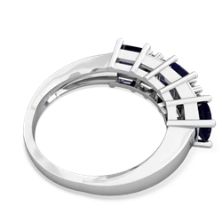 Lab Sapphire Three Stone Diamond Cluster 14K White Gold ring R2592