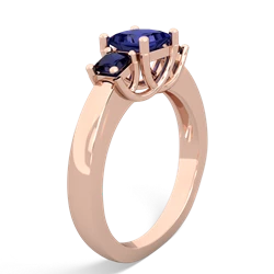 Lab Sapphire Three Stone Trellis 14K Rose Gold ring R4015