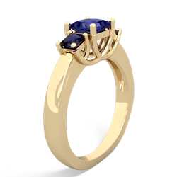 Lab Sapphire Three Stone Trellis 14K Yellow Gold ring R4015