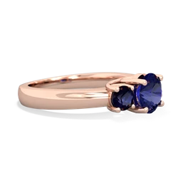 Lab Sapphire Three Stone Round Trellis 14K Rose Gold ring R4018