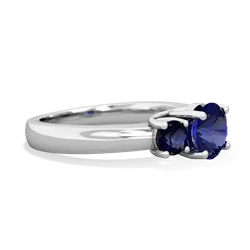 Lab Sapphire Three Stone Round Trellis 14K White Gold ring R4018