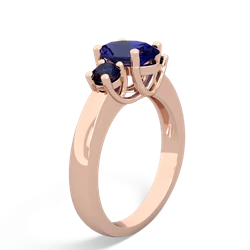 Lab Sapphire Three Stone Oval Trellis 14K Rose Gold ring R4024