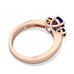 Lab Sapphire Three Stone Oval Trellis 14K Rose Gold ring R4024