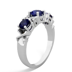 Lab Sapphire Hugs And Kisses 14K White Gold ring R5016