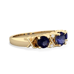 Lab Sapphire Hugs And Kisses 14K Yellow Gold ring R5016