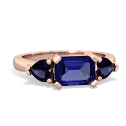 Lab Sapphire Three Stone 14K Rose Gold ring R5235