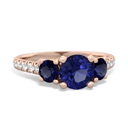 Lab Sapphire Pave Trellis 14K Rose Gold ring R5500