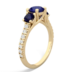 Lab Sapphire Pave Trellis 14K Yellow Gold ring R5500