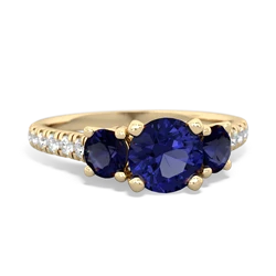 Lab Sapphire Pave Trellis 14K Yellow Gold ring R5500