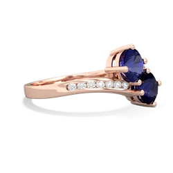 Lab Sapphire Channel Set Two Stone 14K Rose Gold ring R5303