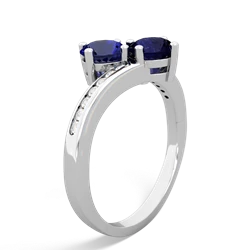 Lab Sapphire Channel Set Two Stone 14K White Gold ring R5303