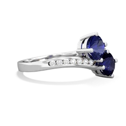 Lab Sapphire Channel Set Two Stone 14K White Gold ring R5303