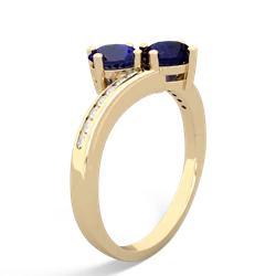 Lab Sapphire Channel Set Two Stone 14K Yellow Gold ring R5303