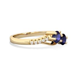 Lab Sapphire Infinity Pave Two Stone 14K Yellow Gold ring R5285