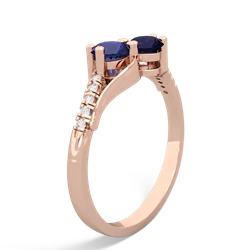 Lab Sapphire Infinity Pave Two Stone 14K Rose Gold ring R5285