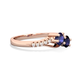 Lab Sapphire Infinity Pave Two Stone 14K Rose Gold ring R5285