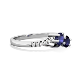 Lab Sapphire Infinity Pave Two Stone 14K White Gold ring R5285