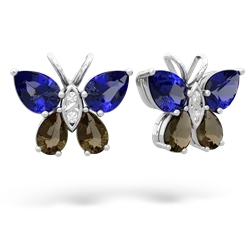 Lab Sapphire Butterfly 14K White Gold earrings E2215