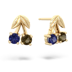 Lab Sapphire Sweet Cherries 14K Yellow Gold earrings E7001