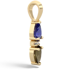 Lab Sapphire Bowtie Drop 14K Yellow Gold pendant P0865