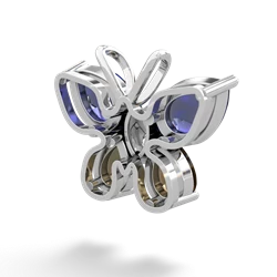 Lab Sapphire Butterfly 14K White Gold pendant P2215