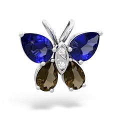 Lab Sapphire Butterfly 14K White Gold pendant P2215