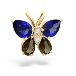 Lab Sapphire Butterfly 14K Yellow Gold pendant P2215