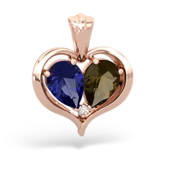 Lab Sapphire Two Become One 14K Rose Gold pendant P5330