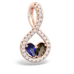 Lab Sapphire Pave Twist 'One Heart' 14K Rose Gold pendant P5360