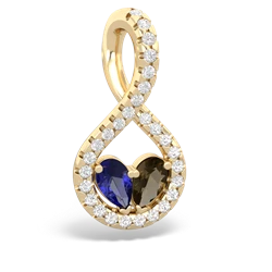 Lab Sapphire Pave Twist 'One Heart' 14K Yellow Gold pendant P5360