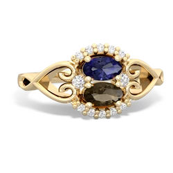 Lab Sapphire Love Nest 14K Yellow Gold ring R5860