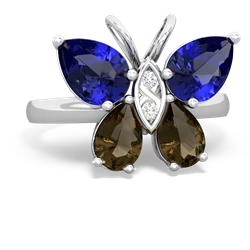 Lab Sapphire Butterfly 14K White Gold ring R2215