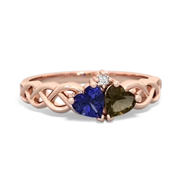 Lab Sapphire Heart To Heart Braid 14K Rose Gold ring R5870