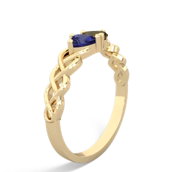 Lab Sapphire Heart To Heart Braid 14K Yellow Gold ring R5870